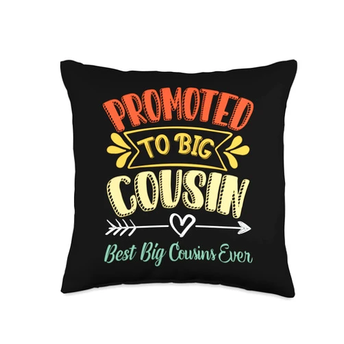 Cousin Tribe Big Cousin Pregnancy Announcement. Promoted Announcement Best Big Cousin Ever Throw Pillow, 16x16, Multicolor