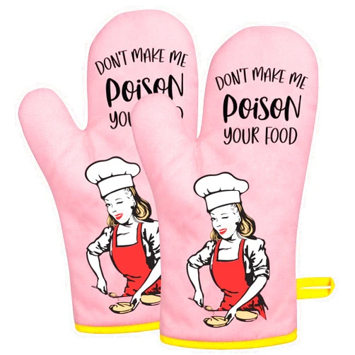 Miracu Funny Oven Mitts, Fun Pink Oven Mitt Set, Retro Kitchen Mitts - Baking Cute Oven Mitts for Women Friend - Christmas, Unique House Warming, Birthday Cooking Gifts for Women, Mom Wife Baker Her