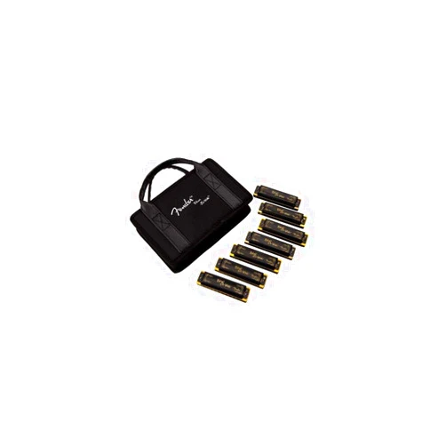 Fender Blues Deville Harmonica, Guitar Accessories, Pack of 7 with case (Keys C, G, A, D, F, E, B Flat)