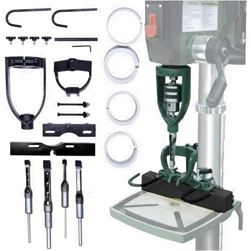 DNYSYSJ Bench Drill Locator Set,Woodworking Bench Mortiser Square Hole Chisel Drilling Machine Location Tool Tenoning Chisel Mortising Mortise Locator Set Attachment for Drilling Machine (No Bench Drill)