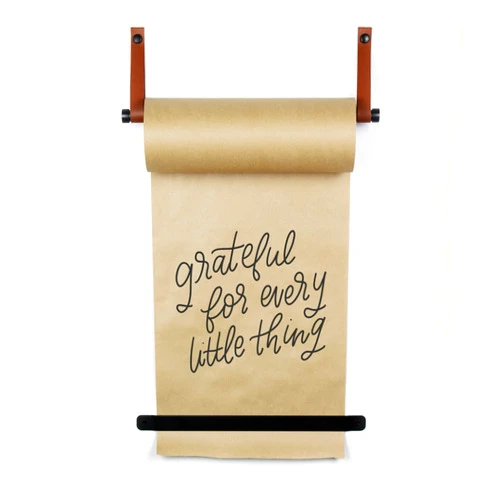 Rettel, Leather Strap Paper Roller, Kraft Paper Scroll, Wall Decor, Wall Art, Wall Mount, Butcher Paper Roll (12 Inch)