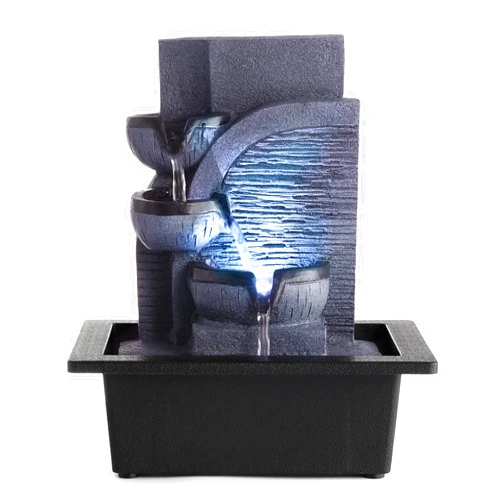 WICHEMI Indoor Fountain Tabletop Fountain Waterfall Fountains Relaxation Water Feature Feng Shui Zen Meditation Desktop Fountain with LED Light for Home and Office Indoor Spaces Decor (Style 6)