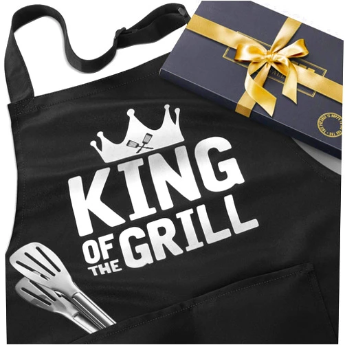 JDNFYGX Kitchen Apron Gift for Men, BBQ Grilling Apron with 2 Pockets, Funny Birthday Christmas for Father Dda Husband Boyfriend, Water & Oil Resistant Protective Fabric, Adjustable Professional Chef Apron