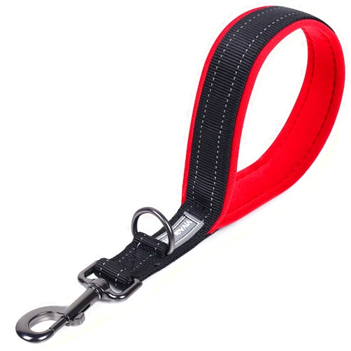 VIVAGLORY Short Dog Leash, Short Traffic Leash for Dogs, Short Training Leash for Medium & Large Dogs, 12INCH, Black/Red