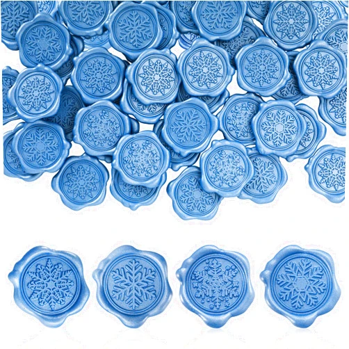 Whaline 80Pcs Christmas Wax Seal Stickers Snowflake Envelope Seal Stickers 3D Blue Snowflake Self-Adhesive Embossed Stickers for Xmas Winter Greeting Invitation Cards Packages Gift Decor, 4 Design