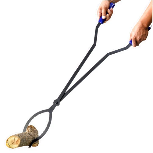 CKLT 40in Heavy Duty Fire Tongs Firewood Grabber Tool with Scissor Shape Serrated, Log Claw Tongs for Bonfire Campfire Fire Pit Outdoor Indoor Log Grabber Rustproof Safely Moves Firewood