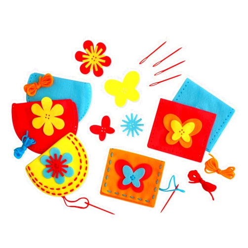 Serabeena Sew Your Own Purses - Sewing Kit for Kids - Felt Crafts for Kids - Sewing for Kids Ages 4-8 Plus - Felt Kit - Helps Develop Fine Motor Skills - DIY Kits for Kids with 6 Purses & Accessories