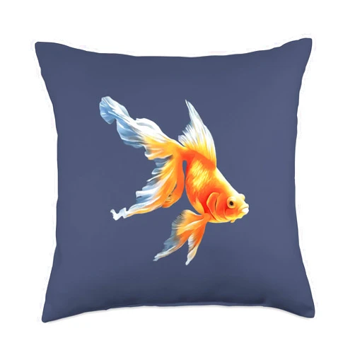 Pet Goldfish Gifts And Fancy Fish Tees by taiche Goldfish Realistic Vector Cut Out Isolated Throw Pillow, 18x18, Multicolor