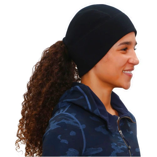 TrailHeads Women’s Merino Wool Beanie - Ponytail Winter Hat for Runners