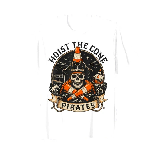FUnny trending gift tee Hoist The Cone Funny Pirates Skeleton T-Shirt