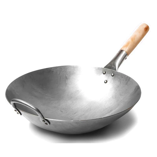 Craft Wok Traditional Hand Hammered Carbon Steel Pow Wok with Wooden and Steel Helper Handle (14 Inch, Round Bottom) / 731W88