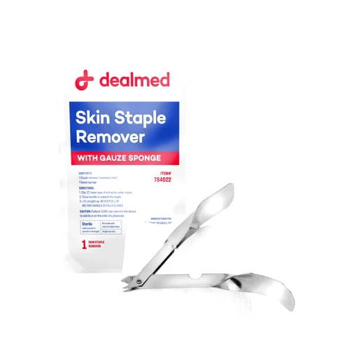 Dealmed Sterile Staple Removal Kit, Includes Staple Remover and Gauze Sponge, Staple Removal Tool Single-Use Kit, Ideal for Hospitals and Clinics (1 Kit)