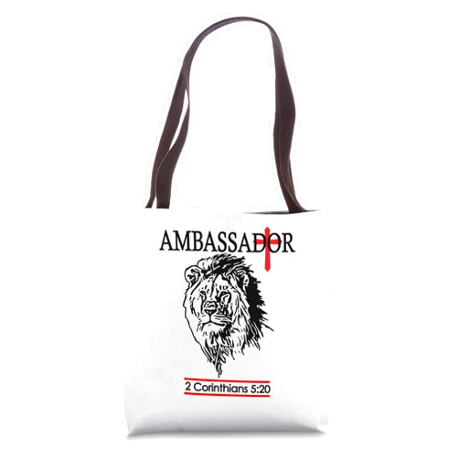 Faith & Blessings Christian Gifts & Everyday Wear Christian Lion of Judah Templar Style Ambassador Verse Tote Bag
