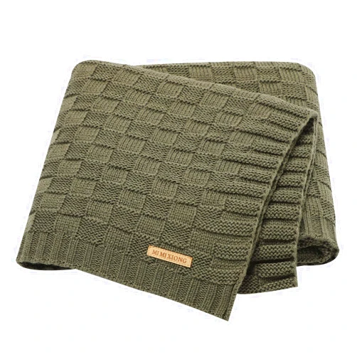 LAWKUL Baby Blankets Cable Babe Blanket Checkered Soft Cuddle Newborn Infants Receiving Swaddle Boys Girls Dark Green 40