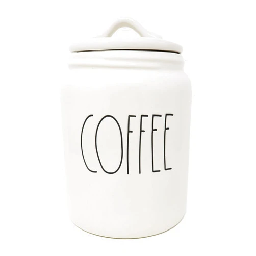 Rae Dunn By Magenta COFFEE Ceramic LL Medium 8 x 5 Canister (White)