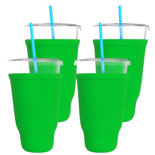 TahoeBay Iced Coffee Sleeves (4-Pack) Fits Large Drive-Thru Cups - Insulated Holders for Cold Drinks, Boba Tea, Shakes, Juice