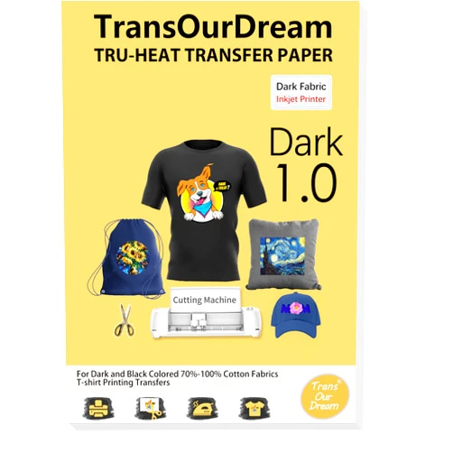 TransOurDream Tru-Iron on Heat Transfer Paper for Dark Fabric (20 Sheets, 8.5x11