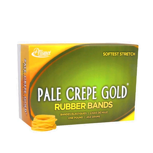 Alliance RUBBER COMPANY Alliance Rubber 20125 Pale Crepe Gold Rubber Bands Size #12, 1 lb Box Contains Approx. 3850 Bands (1 3/4