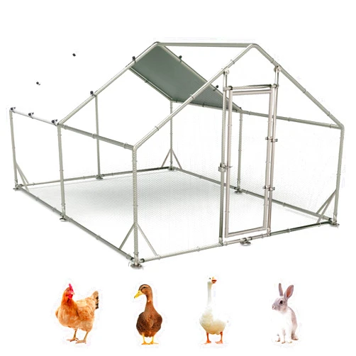 WAYTRIM Large Chicken Coop, Metal Chicken Run for 10-20 Chickens with Anti-UV Cover, Heavy Duty Outdoor Walk-in Chicken Pen for Poultry Duck Rabbit (9.8' L x 13.1' W x 6.5'H)