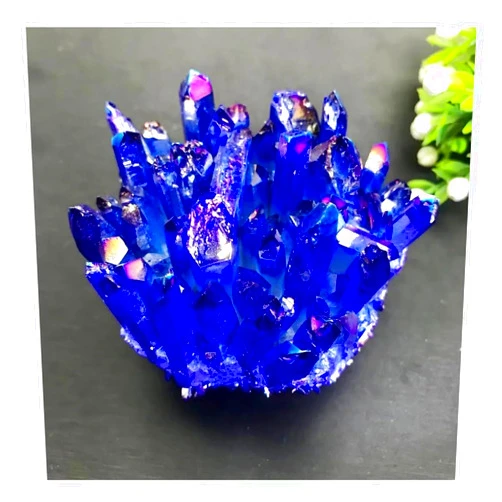 YLLLLY Electroplated Blue Crystal 15~70g Blue Crystal Pillar Energy Healing Mineral Stone Rock Home DecorAmethyst YLLLLY8569(Size:50g)