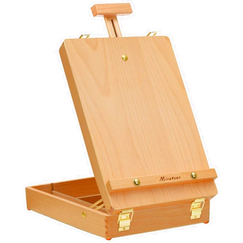 Miratuso Tabletop Art Easel for Painting, Premium Wooden Sketchbox, Portable Desktop Painting Easel for Student Artist Beginner