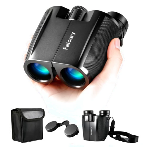 Falcury 10x25 Compact Binoculars for Adults & Kids - High-Powered, Foldable, Lightweight, and Easy Focus for Bird Watching, Travel, Concerts & Hiking