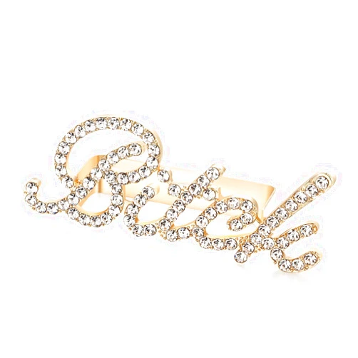 Wellotus Punk Alloy Pyramid Ring Rhinestone Hip Hop Rapper Red Lip Kiss Ring Costume Jewelry, 2 Finger Size