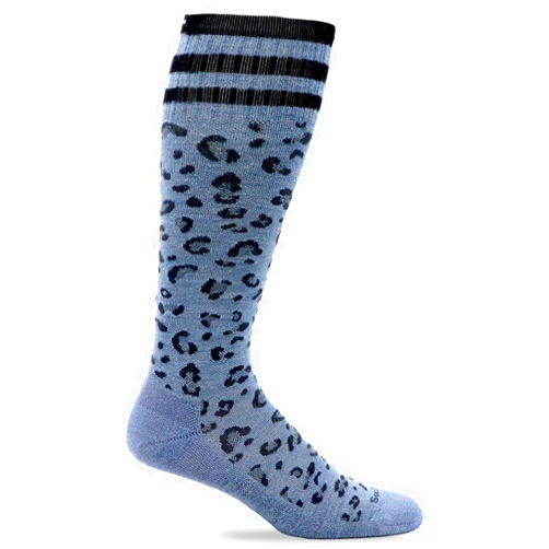 Sockwell Women's Leopard Moderate Graduated Compression Sock, Bluestone - M/L