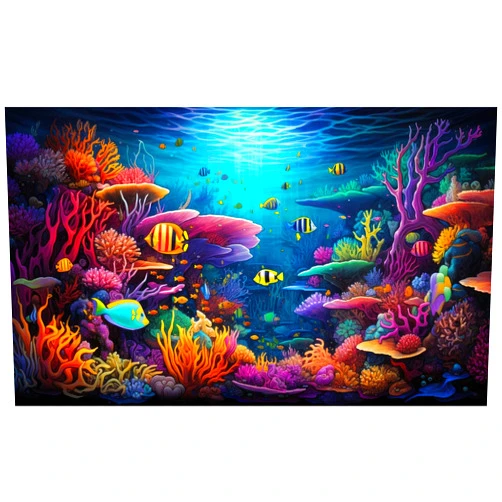 CaterRina Coral Reef Aquarium Background Underwater Tropical Fish Coral Reef Aquatic Plant Fish Tank Backdrop Underwater Colorful Corals Reefs Terrarium Background Tropical Life Wallpaper Poster Decor 30x12in