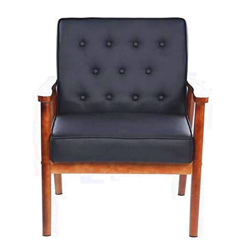 HopeHope 75x69x84CM 400 lbs Bedroom League Executive Guest Chair Guest Reception Chairs Wooden Lounge Chair Mid-Century Button Tufted Arm Chair Retro Accent Single Sofa Chair Seat