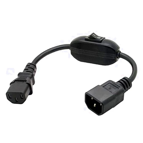 Toptekits PDU UPS Power Cord Cable 100-250V IEC-320-C14 to IEC-320-C13 Power Cord M-F with Switch 1ft/30cm