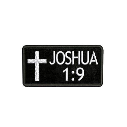 Mybrand Joshua 1:9 Bible Verse with Cross Embroidered Patch Iron-On/Sew-On Religious Faith Jesus Christian Bikers Badge Emblem Name Tag Decorative Gift Applique for Vest Jacket Jeans Bags Backpacks Clothing