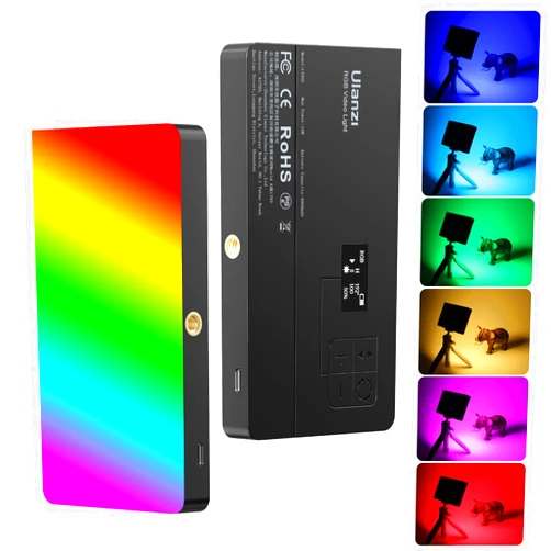 ULANZI LT002 RGB Video Light, Portable LED Camera Light Panel 0-360 Full Color, CRI 95+ 2500-9000K LED Video Light, 4000mAh Rechargeable LED DSLR Lighting for Vlogging, Photography, Video Conference