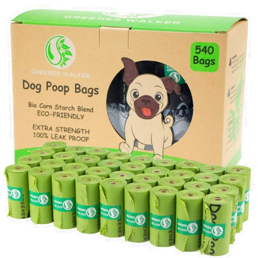 Greener Walker Poop Bags for Dog Waste-540 Bags,Extra Thick Strong 100% Leak Proof Dog Waste Bags (Green)