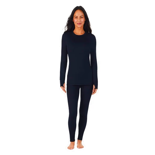 Cuddl Duds Thermal Underwear Top and Leggings Set for Women - Heavyweight Fleece Lined Long Johns- Winter Clothes Base Layer