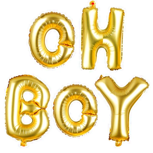BBTO 2 Pack Oh and Boy Balloons Banners Alphabet Foil Letter Balloon Decoration with Gold Rope for Baby Shower Birthday Party Gender Reveal Party