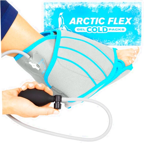 Vive Compression Ankle Ice Pack Wrap for Foot Pain Relief - Soft Cold Brace for Recovering Injuries - Support for Swelling, Sprains, & Fractures - Filled with Reusable Gel, Fits Small & Large Feet