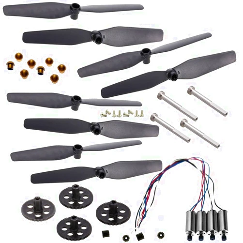 VyTRdW S167 S166 RC Drone Spare Parts Kit Compatible with GPS Quadcopter Including Propellers Protection Frame Arms Motor Gear Shaft Screws Compatible with Similar Models(3.7V Motor ARMS KITJ)