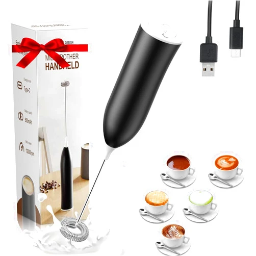 SQXMRQ Milk Frother Rechargeable, Handheld Milk Frother, Electric Whisk Beater Foam Maker,USB Rechargeable Frother,Mini Drink Mixer and Coffee Blender Frother for Cappuccino,Frappe,Matcha,Hot Chocolate,Egg
