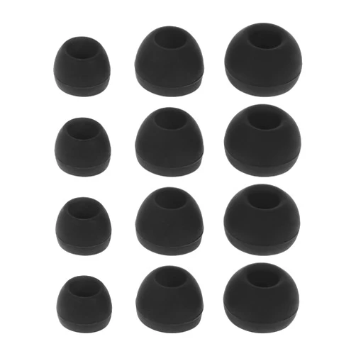 HIOPOIUYT 12Pcs Silicone Buds Ear Tips S/M/L Sizes Earbuds Soft Rubber Flexible Eartips Buds Wing Tips Fit in Case Buds, Black