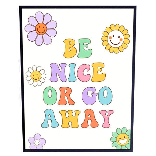 YELLOWBIRD ART & DESIGN funny Trendy Wall Decor - Groovy Funky Wall Art - Boho-chic Wall Decor - Preppy Room Decor Aesthetic - Vintage Retro Wall Decor - 70s Pop art Wall Decor - Cute Fun small Home Office Decor for Women