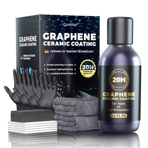 Qucship 20H Advanced Nano Graphene Ceramic Coating for Cars (10+ Yrs Protection), Unique UV Technology & Extremely Hydrophobic Car Ceramic Coating Kit for Auto Detailing, Paint & Wheel Protection, by Qucship