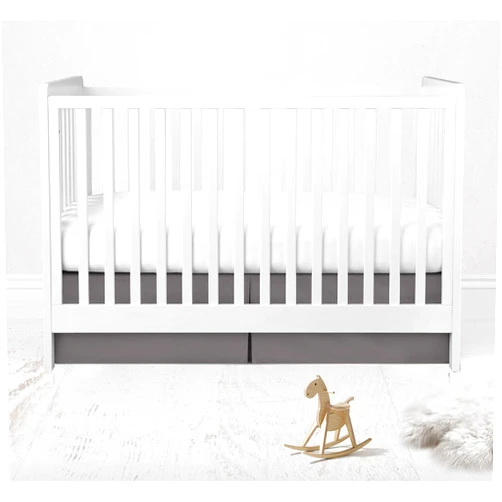 Bacati - Muslin Ikat Stars Toddler Bedding (Crib/Toddler Bed Skirt, Grey)