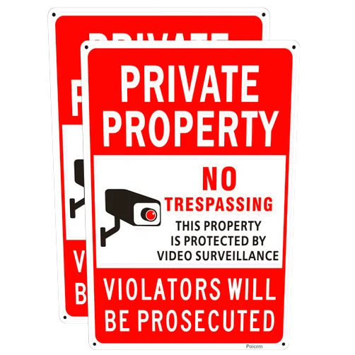 Poicrm Large (2 Pack) No Trespassing Signs Private Property, Violators Will Be Prosecuted,No Tresspassing. Private Property Metal Sign,14