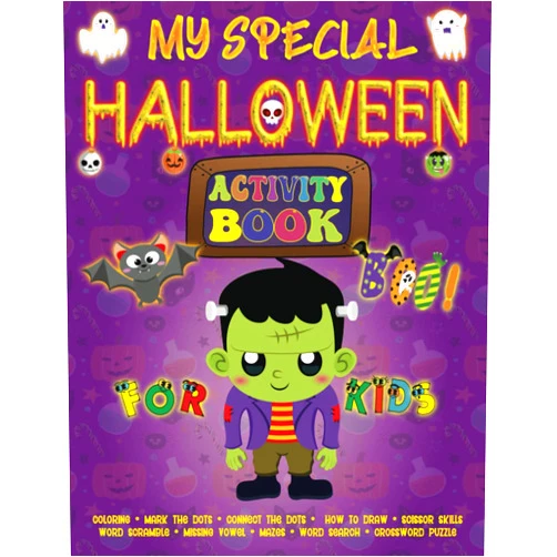 By Madrigenum Design (Author), Madrigenum Design personalisierte Notizbücher (Author) My special Halloween Coloring, Activity & Puzzle Book for Kids (Toddlers) from 4 to 8:: Coloring Halloween Creatures, Mark the Dots, Connect the Dots, ... Puzzle (Mal- und Rätselbücher für Kinder)