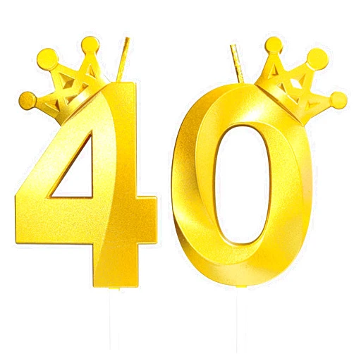 Jumochi 40th Birthday Candles for Cake 3D Crown Design Number 40 Topper Decorations for Celebrations (Gold-3D-Crown-40, 3D-Crown)