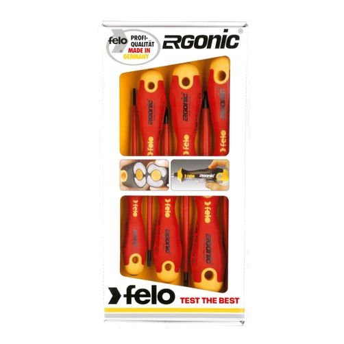 Felo 07157 53169 Ergonic Insulated Slotted & Phillips Screwdrivers, Set of 6