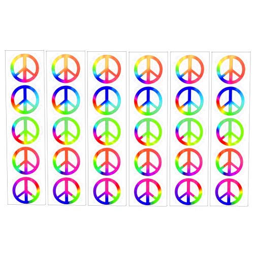 Vineen Rainbow Peace Symbol Sign Tattoos, 60's Hippie Party Favors