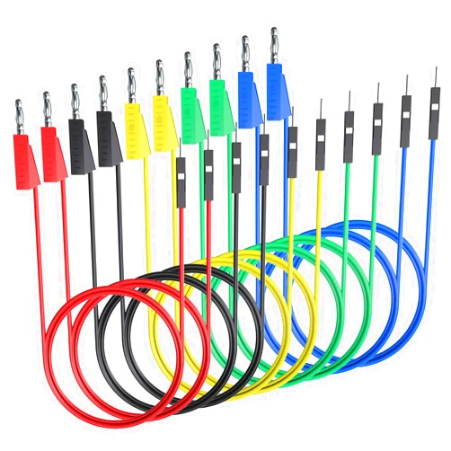 Goupchn Stackable Banana Plug to Breadboard Male Jumper Wires Soft Flexible Silicone Test Leads for Electrical Testing
