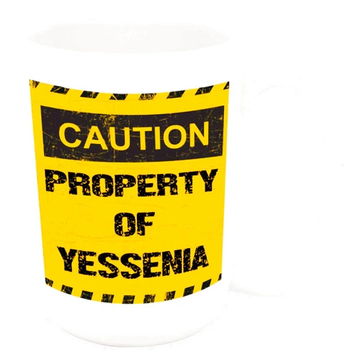 Bouncing Brick Designs Property of Yessenia Coffee Mug - Personalized Ceramic Cup with Name, Custom Mug, Customized Birthday/Christmas Gift, Holiday Present, 11 Oz